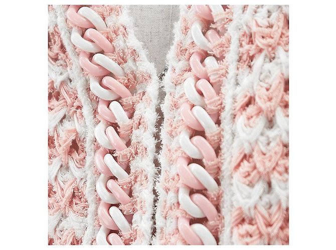 Chanel P58578 Cárdigan de mezcla de algodón y tweed Rosa Blanco - vista 3