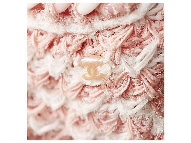 Chanel P58578 Cárdigan de mezcla de algodón y tweed Rosa Blanco - vista 4