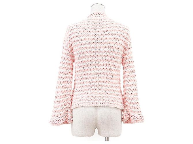 Chanel P58578 Cárdigan de mezcla de algodón y tweed Rosa Blanco - vista 5