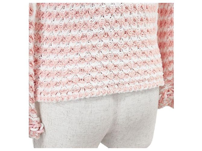 Chanel P58578 Cárdigan de mezcla de algodón y tweed Rosa Blanco - vista 6