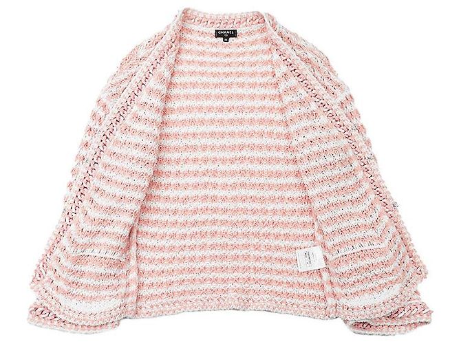 Chanel P58578 Cárdigan de mezcla de algodón y tweed Rosa Blanco - vista 7