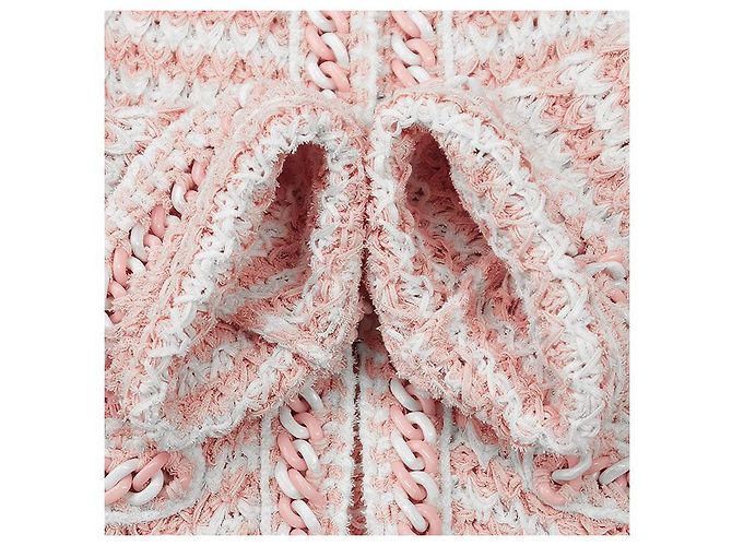 Chanel P58578 Cárdigan de mezcla de algodón y tweed Rosa Blanco - vista 9