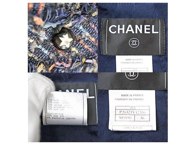 Chaqueta de tweed Chanel Azul Multicolor Azul marino - vista 10