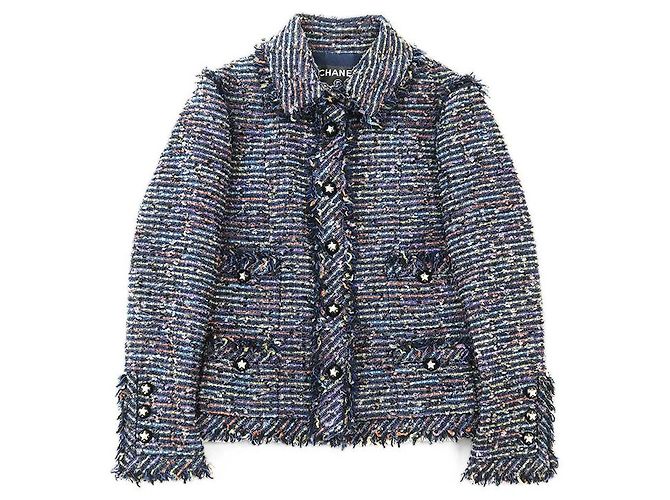 Chaqueta de tweed Chanel Azul Multicolor Azul marino - vista 11