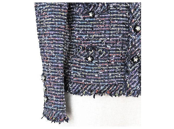 Chaqueta de tweed Chanel Azul Multicolor Azul marino - vista 12