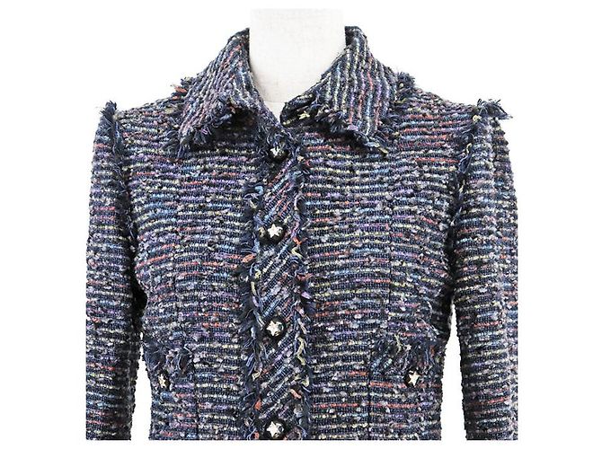 Chaqueta de tweed Chanel Azul Multicolor Azul marino - vista 2