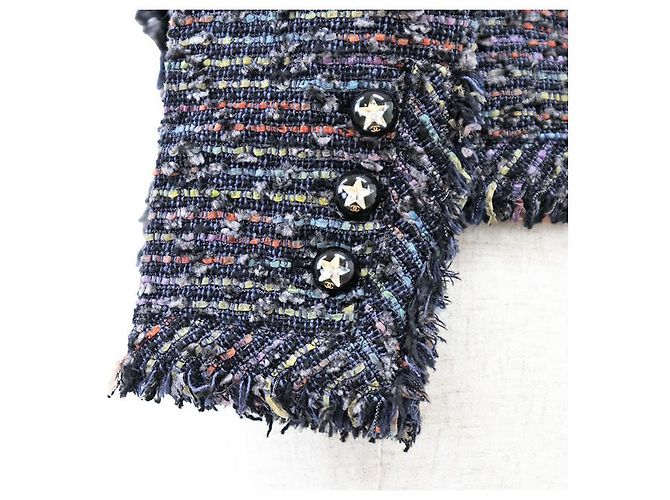 Chaqueta de tweed Chanel Azul Multicolor Azul marino - vista 4