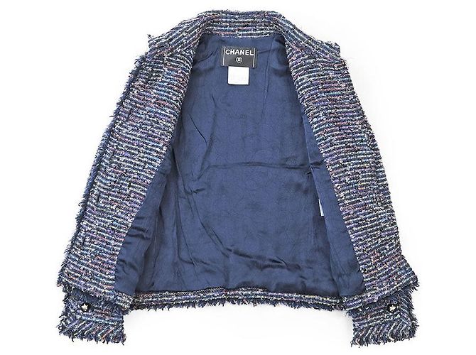 Chaqueta de tweed Chanel Azul Multicolor Azul marino - vista 8