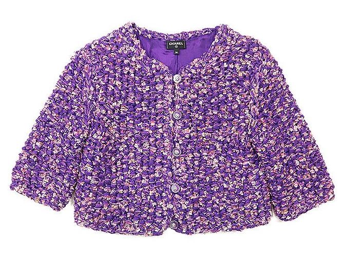 Veste en tweed Chanel Rose Violet - vue 11