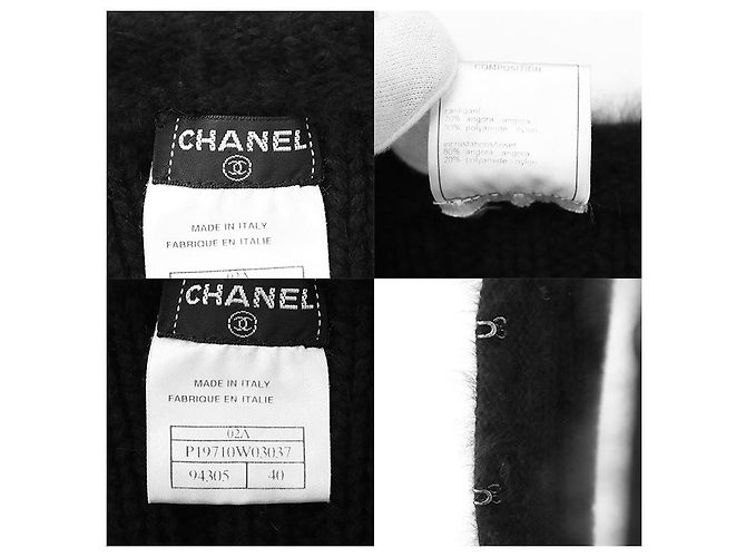 Chanel 02A P19710 Angora-Mischung Strickjacke Schwarz - Ansicht 10