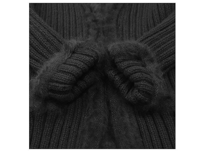 Chanel 02A P19710 Angora-Mischung Strickjacke Schwarz - Ansicht 11