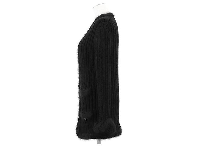 Chanel 02A P19710 Angora-Mischung Strickjacke Schwarz - Ansicht 13