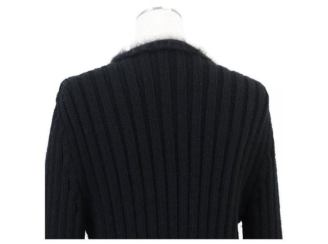 Chanel 02A P19710 Angora-Mischung Strickjacke Schwarz - Ansicht 14