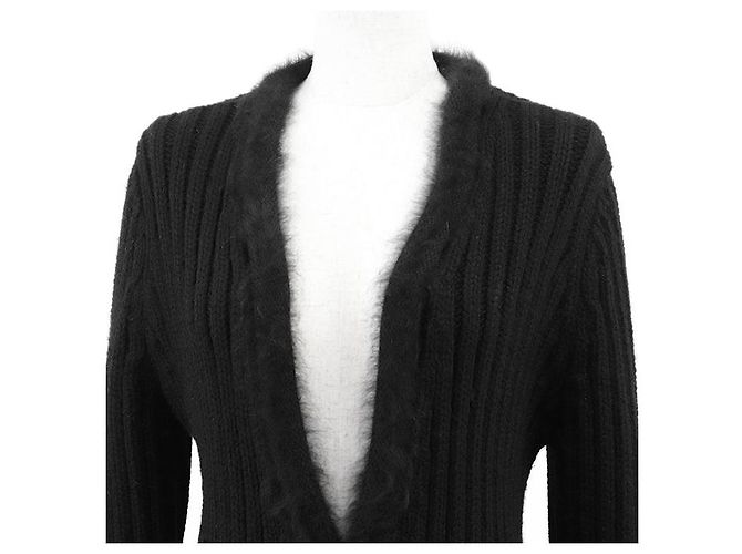 Chanel 02A P19710 Angora-Mischung Strickjacke Schwarz - Ansicht 2