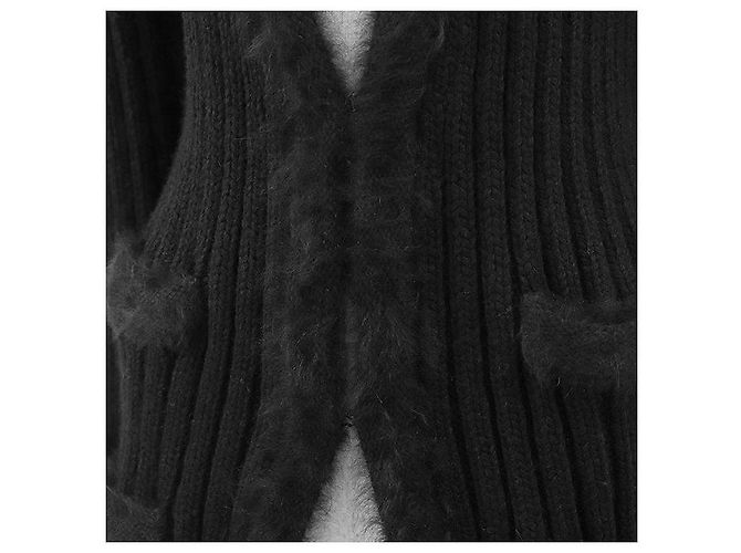 Chanel 02A P19710 Angora-Mischung Strickjacke Schwarz - Ansicht 3