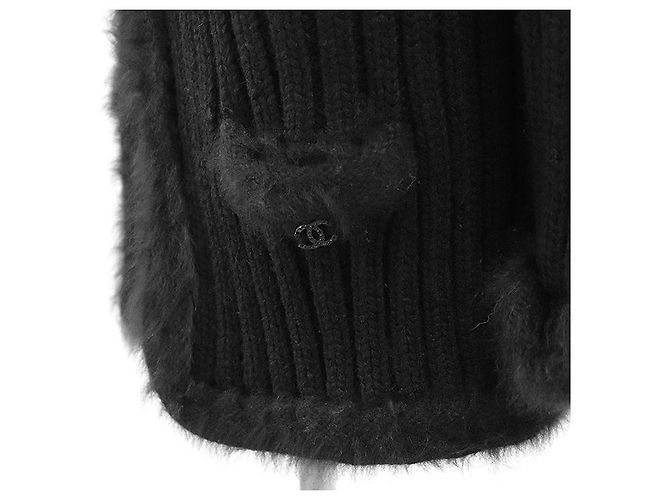 Chanel 02A P19710 Angora-Mischung Strickjacke Schwarz - Ansicht 4