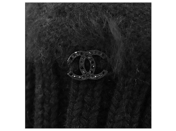 Chanel 02A P19710 Angora-Mischung Strickjacke Schwarz - Ansicht 5