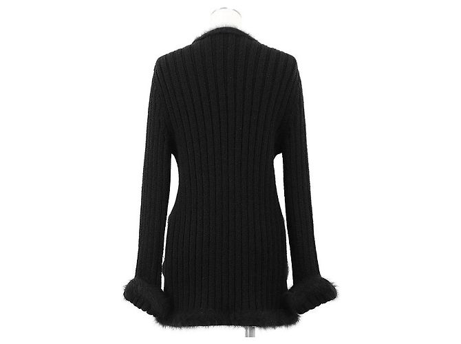 Chanel 02A P19710 Angora-Mischung Strickjacke Schwarz - Ansicht 7