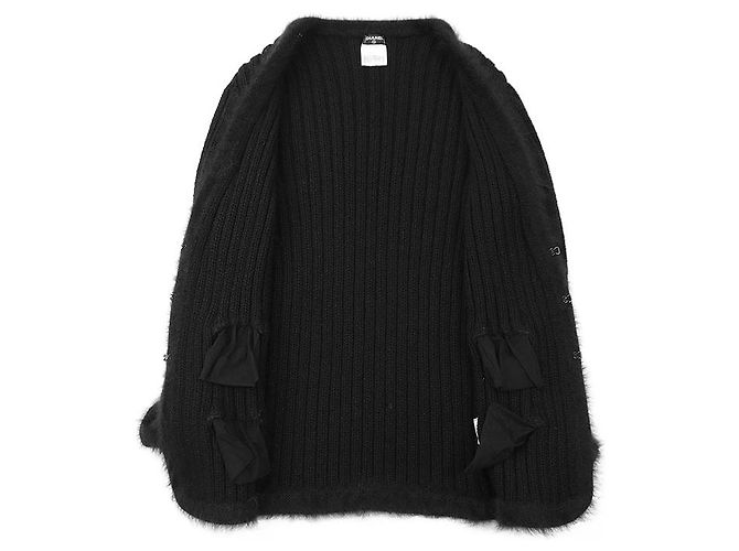 Chanel 02A P19710 Angora-Mischung Strickjacke Schwarz - Ansicht 9