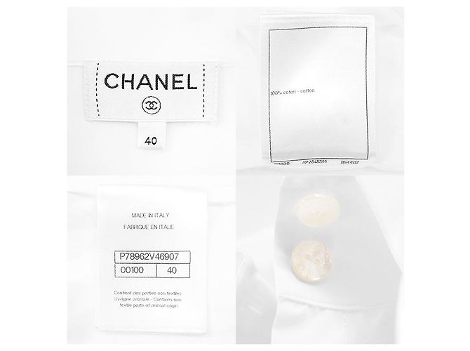 Camisa Chanel Broadshirt de algodón de manga larga Blanco - vista 10
