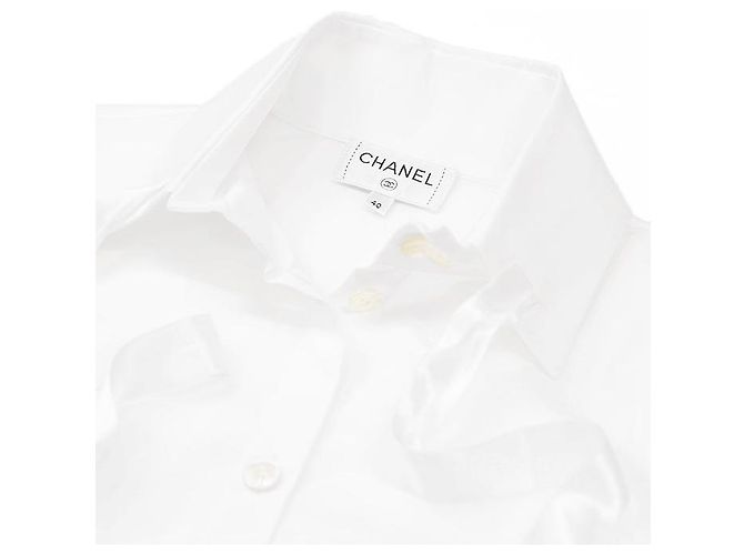 Camisa Chanel Broadshirt de algodón de manga larga Blanco - vista 11