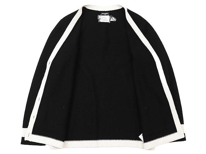 Cardigã de cashmere Chanel 08A P34305 Preto Cru - vista 8