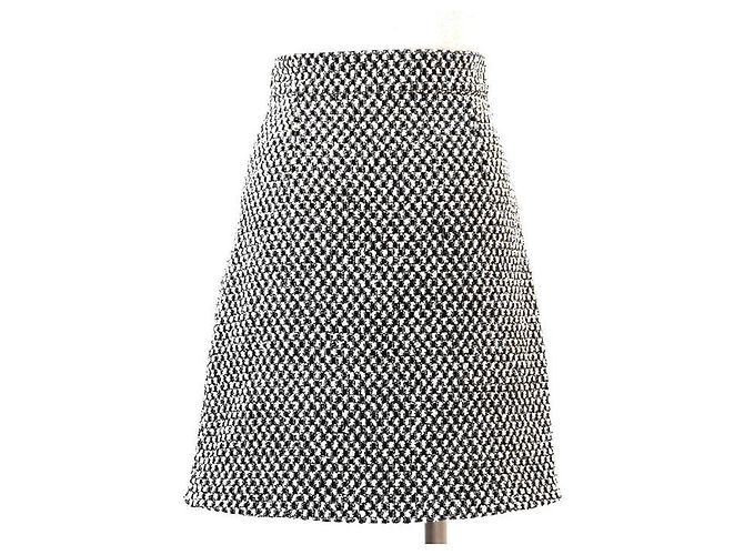 Falda de tweed de mezcla de algodón con estampado de cuadros Gucci Negro Crudo - vista 7