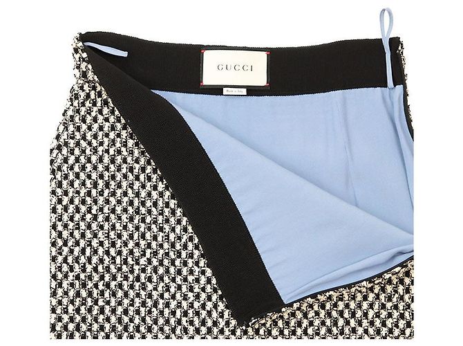 Falda de tweed de mezcla de algodón con estampado de cuadros Gucci Negro Crudo - vista 8