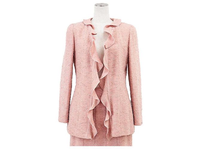 Conjunto de mezcla de lana Chanel 99A P14314 Castaño Rosa Beige - vista 14
