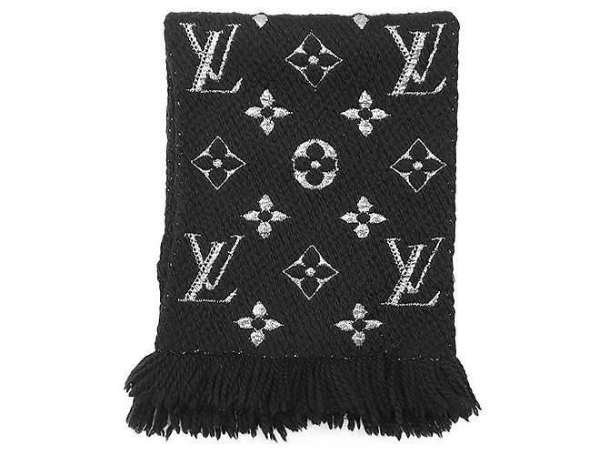 Sciarpa Logomania Monogram in lana e seta metallizzata Louis Vuitton Nero Argento - vista 5