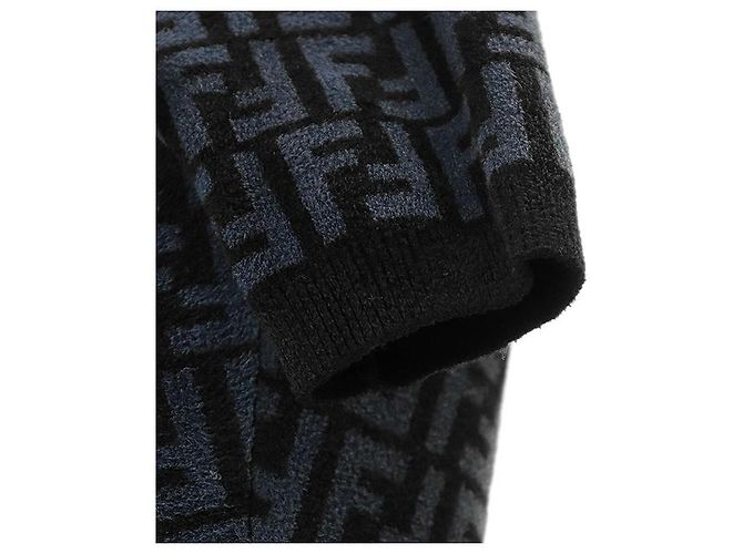Fendi FF Zucca Micro Pile Jacquard Kleid Schwarz Blau - Ansicht 11