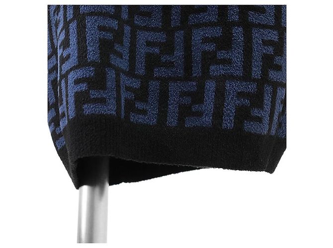 Fendi FF Zucca Micro Pile Jacquard Kleid Schwarz Blau - Ansicht 3