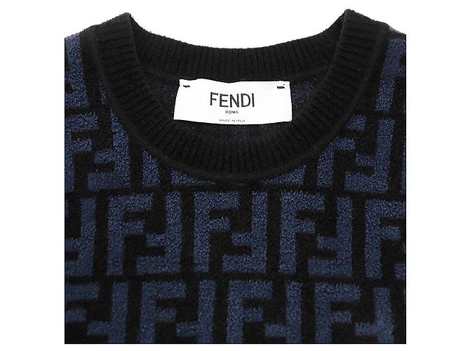 Fendi FF Zucca Micro Pile Jacquard Kleid Schwarz Blau - Ansicht 8