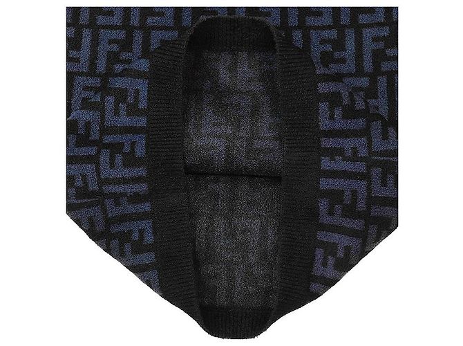 Fendi FF Zucca Micro Pile Jacquard Kleid Schwarz Blau - Ansicht 9