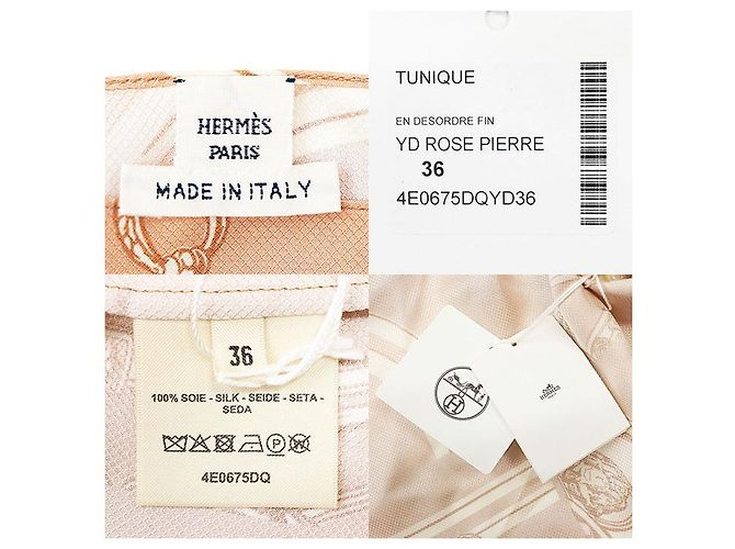 Hermès Vestido de seda Hermes En Desordre Finesse Beige - vista 10