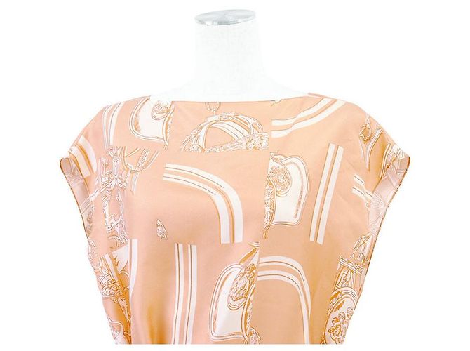 Hermès Vestido de seda Hermes En Desordre Finesse Beige - vista 2