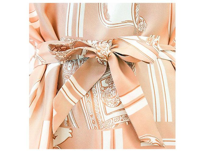 Hermès Vestido de seda Hermes En Desordre Finesse Beige - vista 3