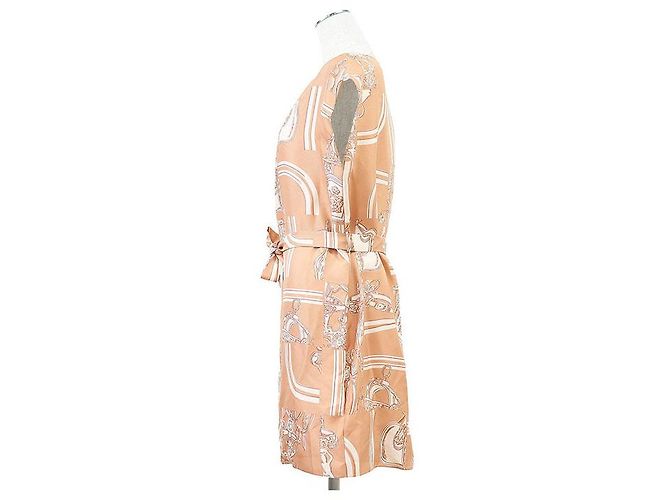 Hermès Vestido de seda Hermes En Desordre Finesse Beige - vista 4