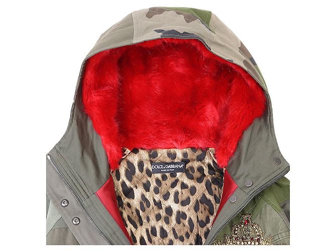 Devotion Dolce & Gabbana Cappotto in cotone Dolce&Gabbana Rosso Verde Cachi - vista 12