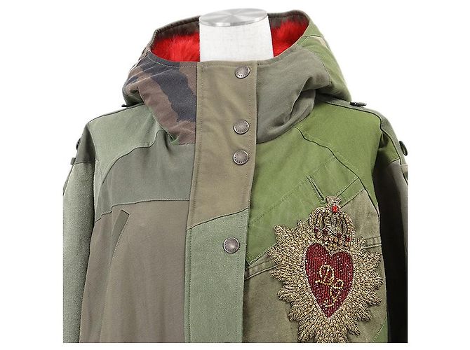 Devotion Dolce & Gabbana Cappotto in cotone Dolce&Gabbana Rosso Verde Cachi - vista 19