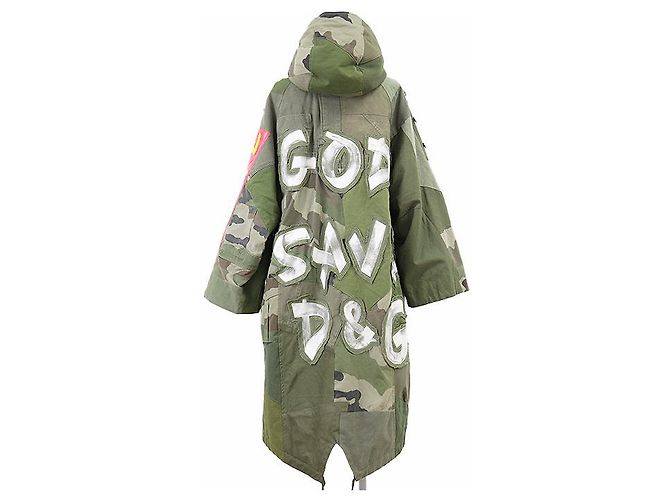 Devotion Dolce & Gabbana Cappotto in cotone Dolce&Gabbana Rosso Verde Cachi - vista 4