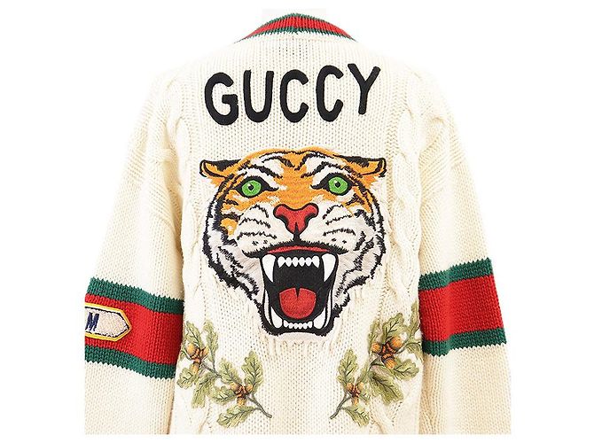 Gucci GUCCY Wollstrickjacke lang Mehrfarben Roh - Ansicht 2