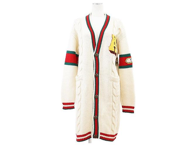 Gucci GUCCY Wollstrickjacke lang Mehrfarben Roh - Ansicht 4