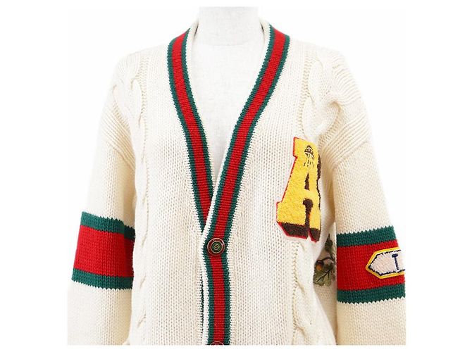 Gucci GUCCY Wollstrickjacke lang Mehrfarben Roh - Ansicht 5