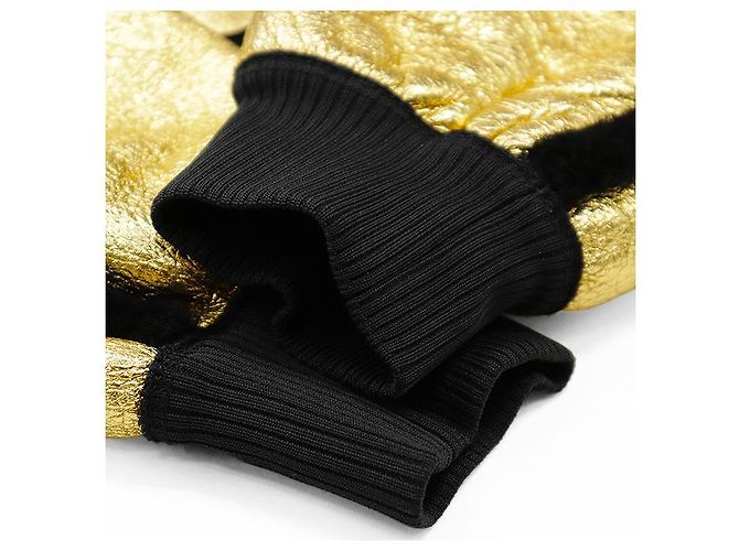 Fendi FF Logo ROMA Bestickte Lammlederjacke Schwarz Golden - Ansicht 12
