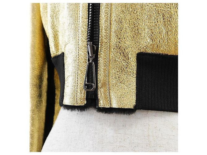 Fendi FF Logo ROMA Bestickte Lammlederjacke Schwarz Golden - Ansicht 3