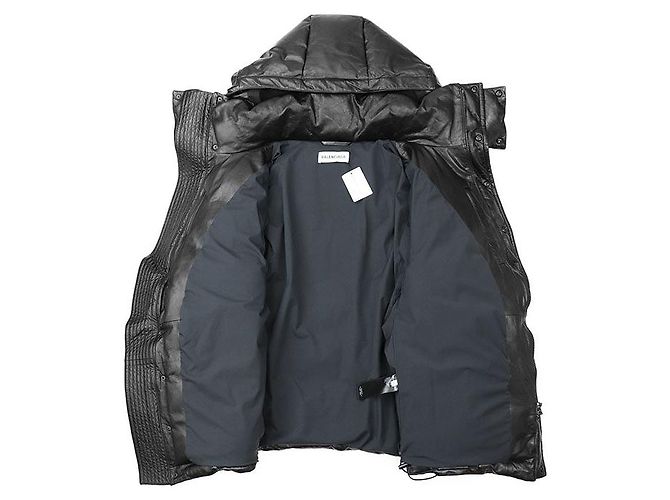 Chaqueta Down 2way de piel de becerro Balenciaga Negro - vista 9