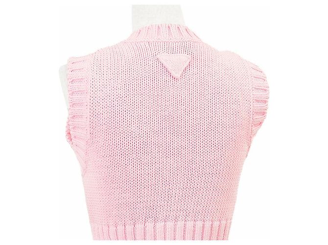 Chaleco de punto corto Prada Chaleco de punto de algodón Rosa - vista 11