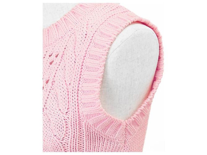 Chaleco de punto corto Prada Chaleco de punto de algodón Rosa - vista 4