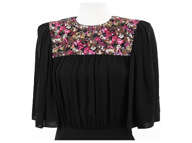 Louis Vuitton Seidenchiffon-Kleid Schwarz - Ansicht 12